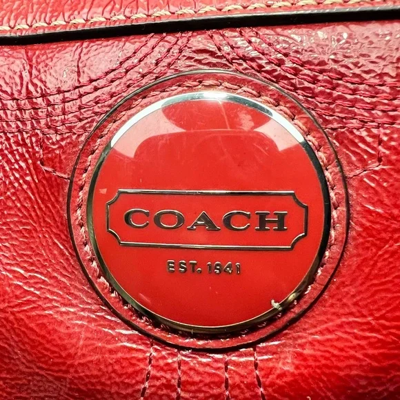 Coach red patent leather bright red tote purse OS - Picture 12 of 12